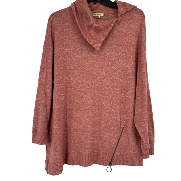 Democracy Oversized Cowl Neck Sweater Pink Slouchy Zipper Detail Size M - Picture 1 of 10